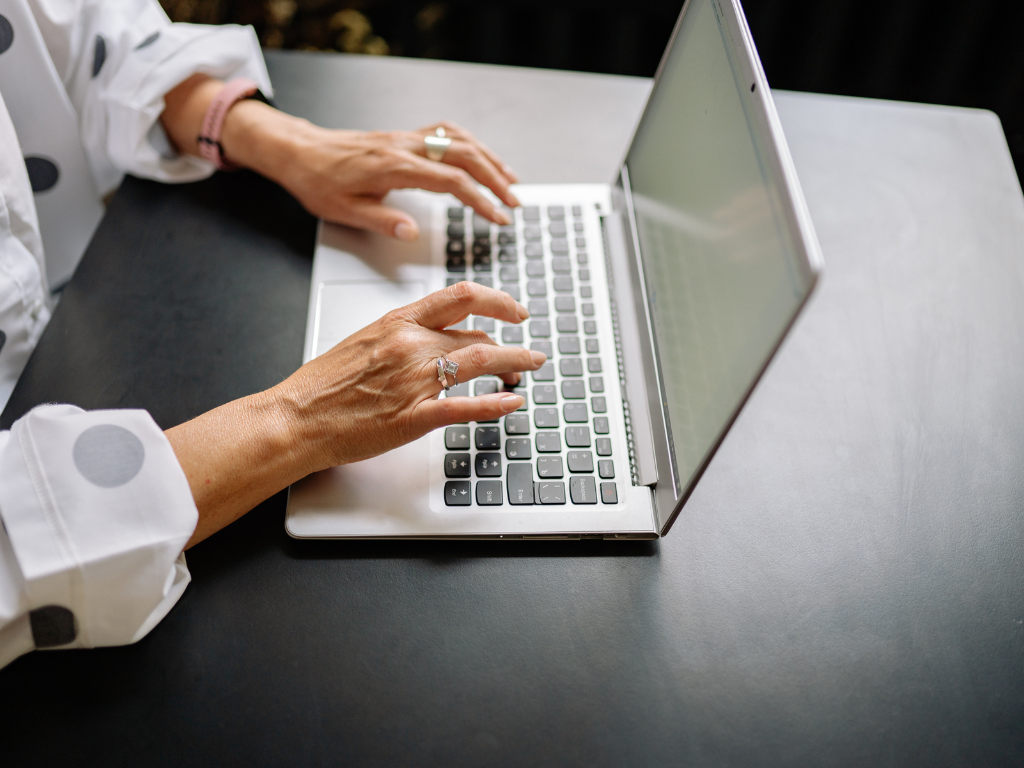 woman working on a computer